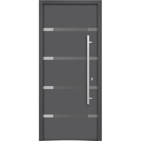 Exterior Prehung Glass Door  / Deux 1105 Gray Graphite, Left in