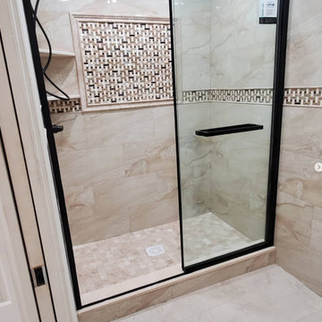 Modern Walk In Shower Remodel With Mosaic Accent Tile Michigan