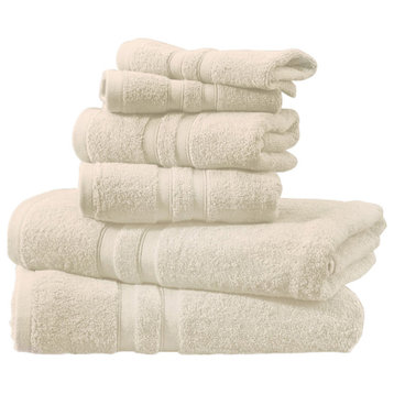 Bibb Home 6pc Oversized Solid Towel Set, Ivory