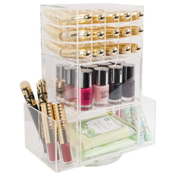 Acrylic Lipstick Spinner Tower With Drawers