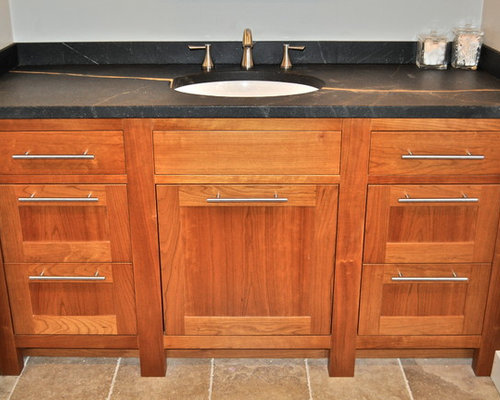 Cherry Bathroom Vanity With Matching Wall Cabinet