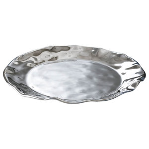 Silver Edge Handcrafted Mouth Blown 13 Platter Or Charger Traditional Serving Dishes And Platters By Badash Crystal