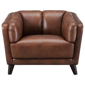 Frances Leather Craft Chair, Brown