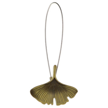 Magnetic Curtain Tieback with Bronze Metal Ginkgo Leaf Design: Elegant Accent fo