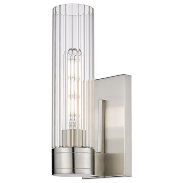Empire 1 Light 11" Wall-mounted Sconce, Satin Nickel, Clear Glass