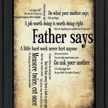 Father Says Black Framed Print Wall Art