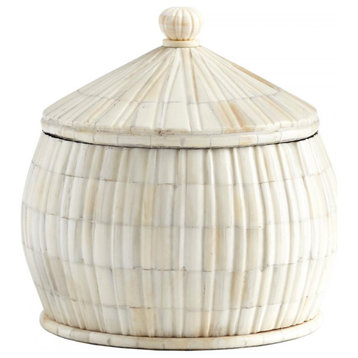 Large For Keeps Container, White, Bone, Wood, 8.25"H (8870 M9MVC)