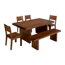 dining rm. table with bench on one side