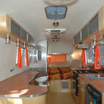Clean Contemporary Interior In Vintage Airstream Trailer