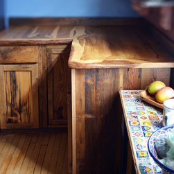Live edge oak with rustic front facing kitchen cabinets - Kitchen Cabinetry