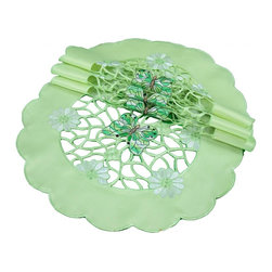 Xia Home Fashions - Emerald Mariposa 16" Round Doily, Set of 4 - Placemats