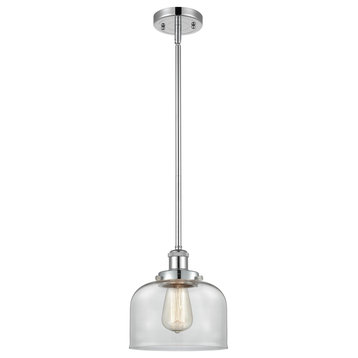Large Bell 1-Light Pendant, Polished Chrome, Clear