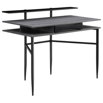 Loft Lyfe Nechama Desk, 1 Storage Drawer, Gray/Black 43.3Lx22.8Wx34.8H