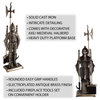 3-Piece Medieval Knight Cast Iron Statue Fireplace Tool Set
