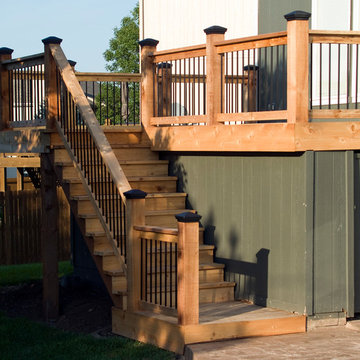 Smith - Cedar deck in Kansas City with stamped concrete patio.