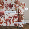 High Wingback Linen Armchair, Red Floral