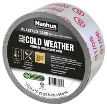 Nashua® 1375485 Premium HVAC 324A Cold Weather Foil Tape, Silver, 2.5" x 60 YD