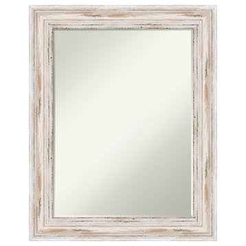Alexandria White Wash Petite Bevel Wood Wall Mirror 23 x 29 in.