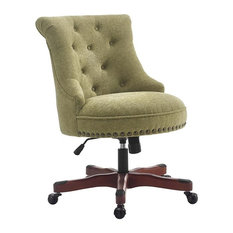 Linon Sinclair Wood Upholstered Office Chair in Green