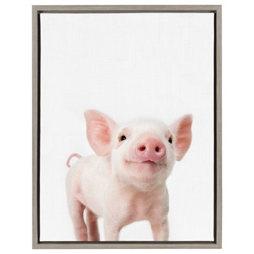 Sylvie Baby Piglet Animal Print Framed Canvas Wall Art by Amy Peterson, 18x24