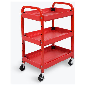 Luxor 3-Shelf Utility Cart, Red