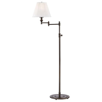 Signature No.1 Floor Lamp With Off-White Silk Shade, Distressed Bronze