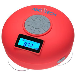 Modern Home Electronics Bluetooth Shower Speaker With LCD Display, Red