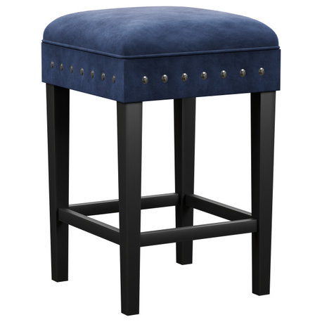 Hillsdale Cassidy Wood Backless Counter Height Stool, Black/Blue