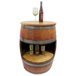 Master Garden Products - Wine Barrel Counter Table, 24" Table Top, Lacquer Finished - Our wine barrel counter high tables are constructed with a reclaimed oak wine barrel base and a 1" thick pine wood round table top. Lacquer finished. One tier open shelf for storage.