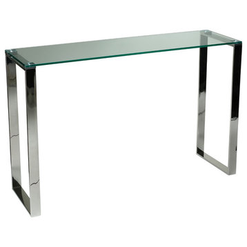 Remi Contemporary Glass Console Table with Chrome Finish