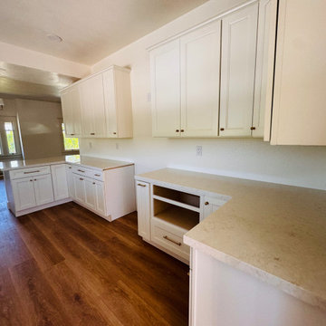 White Calcutta Luxiomer Quartz Install