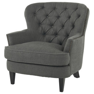 GDF Studio Alfred Royal Vintage Design Upholstered Arm Chair, Gray