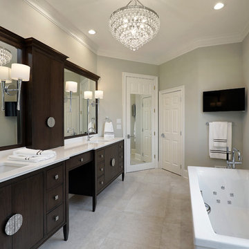Freestanding Tub Opposite His and Her Vanities