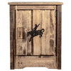 Montana Woodworks Homestead Wood Accent Cabinet with Engraved Bronc in Brown