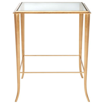 Ryan Gold Foil Glass Top Accent Table Gold/Clear