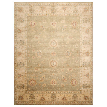 9'2''x11'11'' Hand Knotted Wool Agra Oriental Area Rug, Pistacchio, Beige