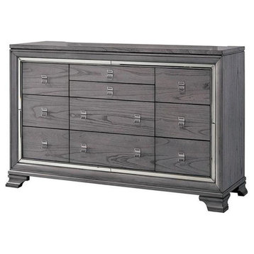 8 Drawers Wooden Dresser, Light Gray