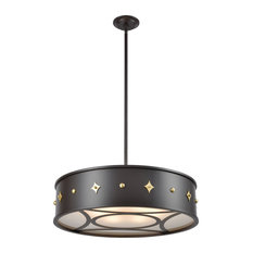 Roman 6 Light Pendant, Oil Rubbed Bronze With Antique Brass