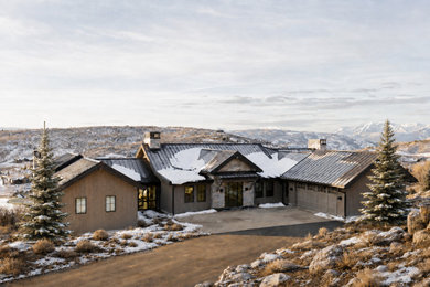 Example of a huge transitional two-story house exterior design in Salt Lake City