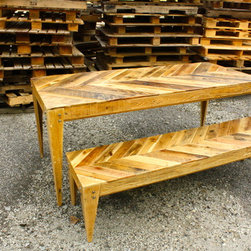 Chevron design Pallet table and bench - Dining Benches