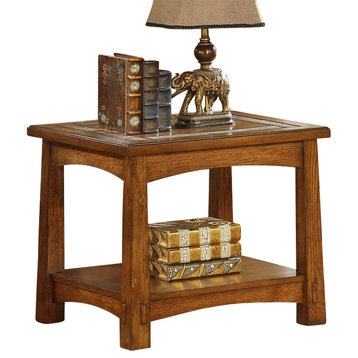 Riverside Furniture Craftsman Wood Home Side Table in Americana Oak