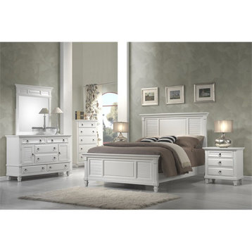 Alpine Furniture Winchester 3 Drawer Wood Nightstand in White