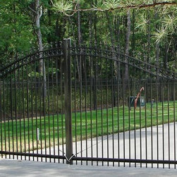 Aluminum Fence  Black decorative double drive gate - Home Fencing And Gates