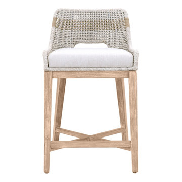 Tapestry Counter Stool, Taupe & White Flat Rope, Natural Gray Mahogany