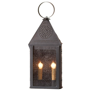 Irvins Country Tinware Hospitality Lantern with Chisel in Kettle Black