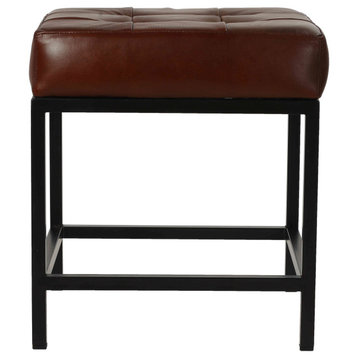 Bare Decor Tanzie Genuine Leather Stool and Metal Legs