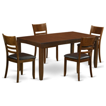 5-Piece Dining Room Set, Table With Leaf and 4 Dining Chairs
