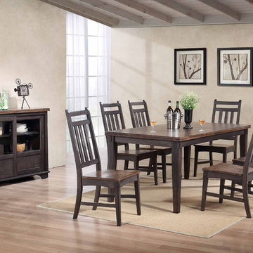 8 Piece Grey Brown Wood Rectangle Kitchen Dinette Dining Table, 6 Side Chairs &