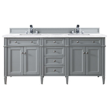 Brittany 72" Urban Gray Double Vanity, Arctic Fall Solid Surface