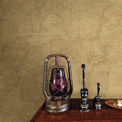 Conrad Beige Map Wallpaper - Wallpaper